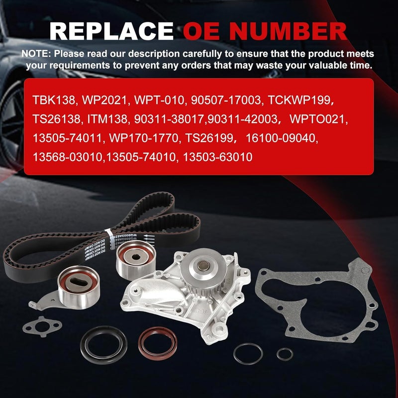 Autodevil Engine Timing Belt Kit with Water Pump Fit for Celica Camry/Solara 1987-2001 2.0L 2.2L for RAV4 1996-2000 2.0L 1998CC Automotive Replacement Time Part Sets w/Tensioner Roller Bearing, Seals - Image 3